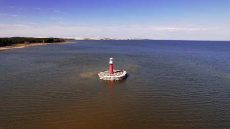 aerial view of pervalka lighthouse. circle dolly