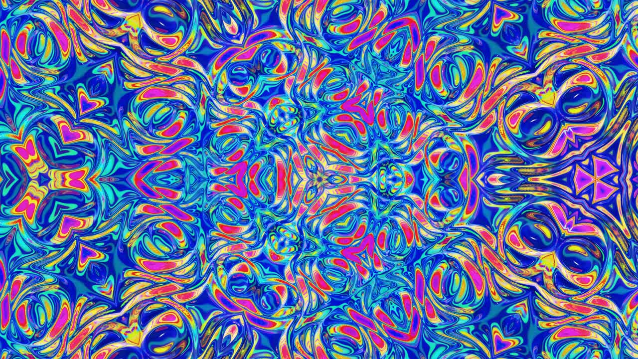 patrón simétrico iridescente líquido como el caleidoscopio con ondas. 3d elegante bucle abstracto bg, estructura ondulada de vidrio líquido brillante con hermosos colores de gradiente. 4k