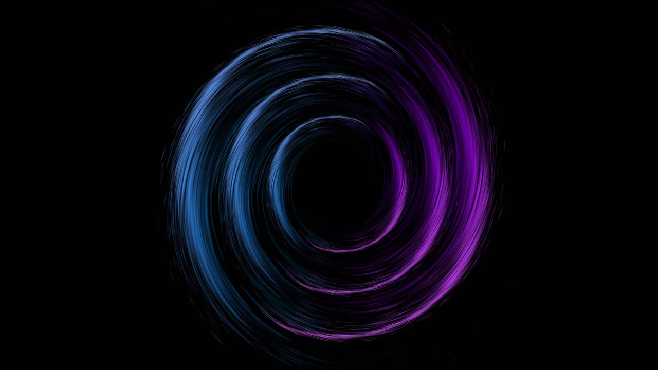 Animation of colourful light trails forming circles on black background