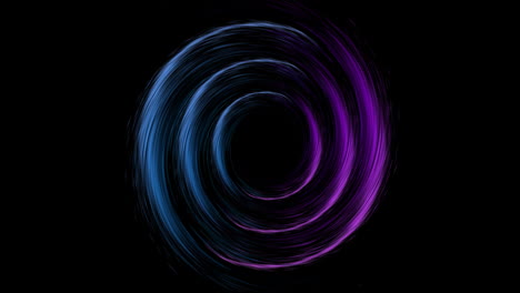 animation of colourful light trails forming circles on black background