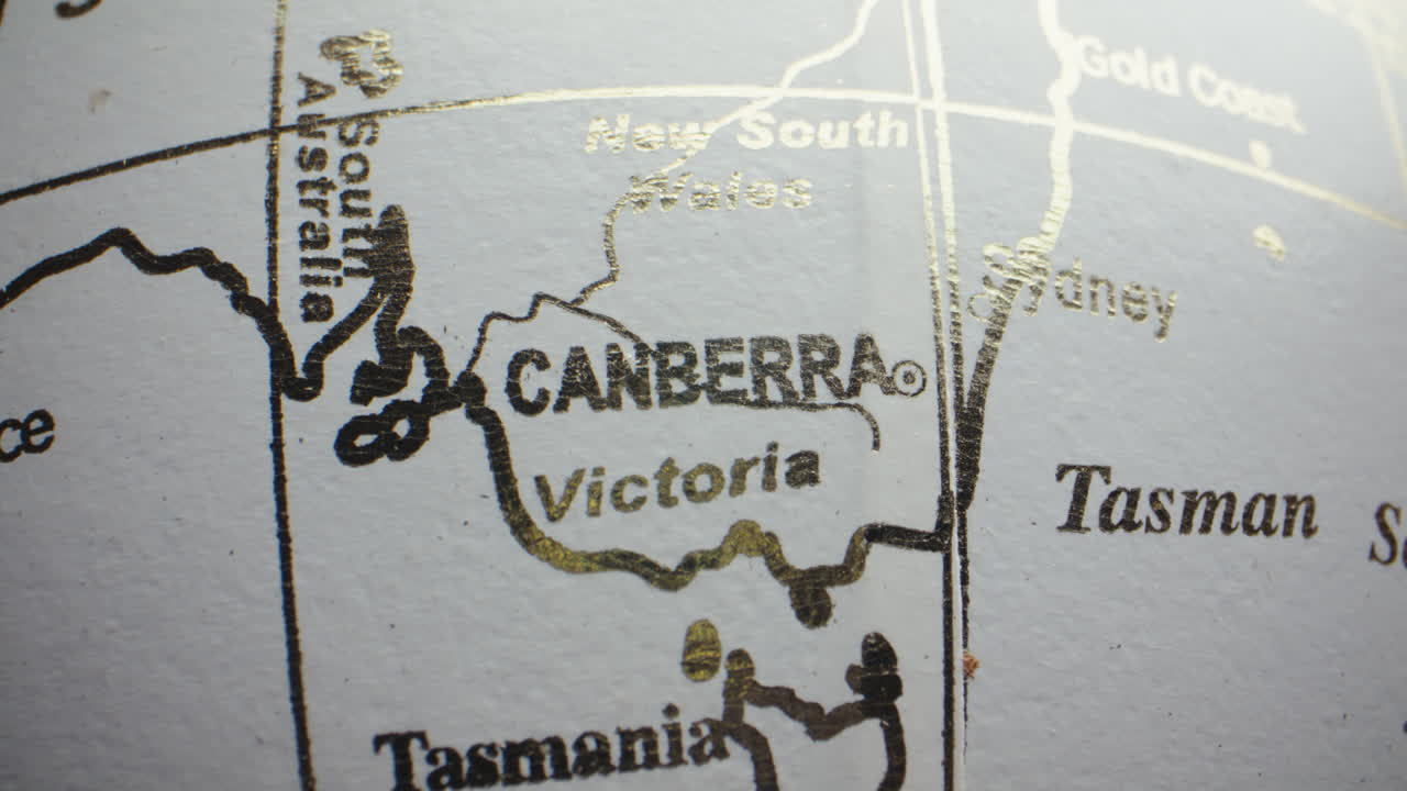 Map of Australia on a globe