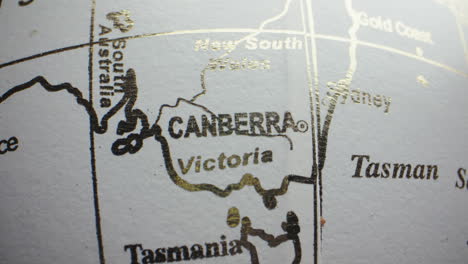 map of australia on a globe