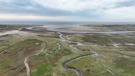 The Slufter, beach plain on the Dutch Wadden Island of Texel , at the North Sea, creating a salt marsh landscape. Nature park.