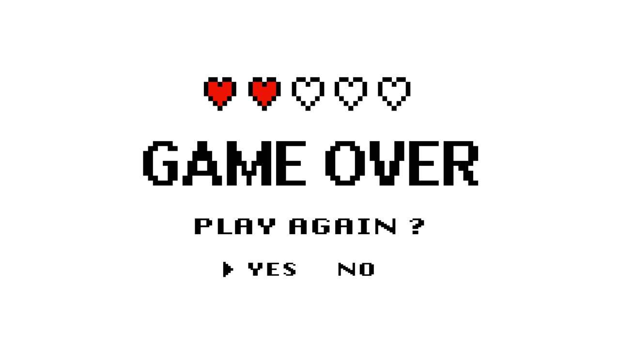 Pixel Art Game Over Screen with Play Again Option