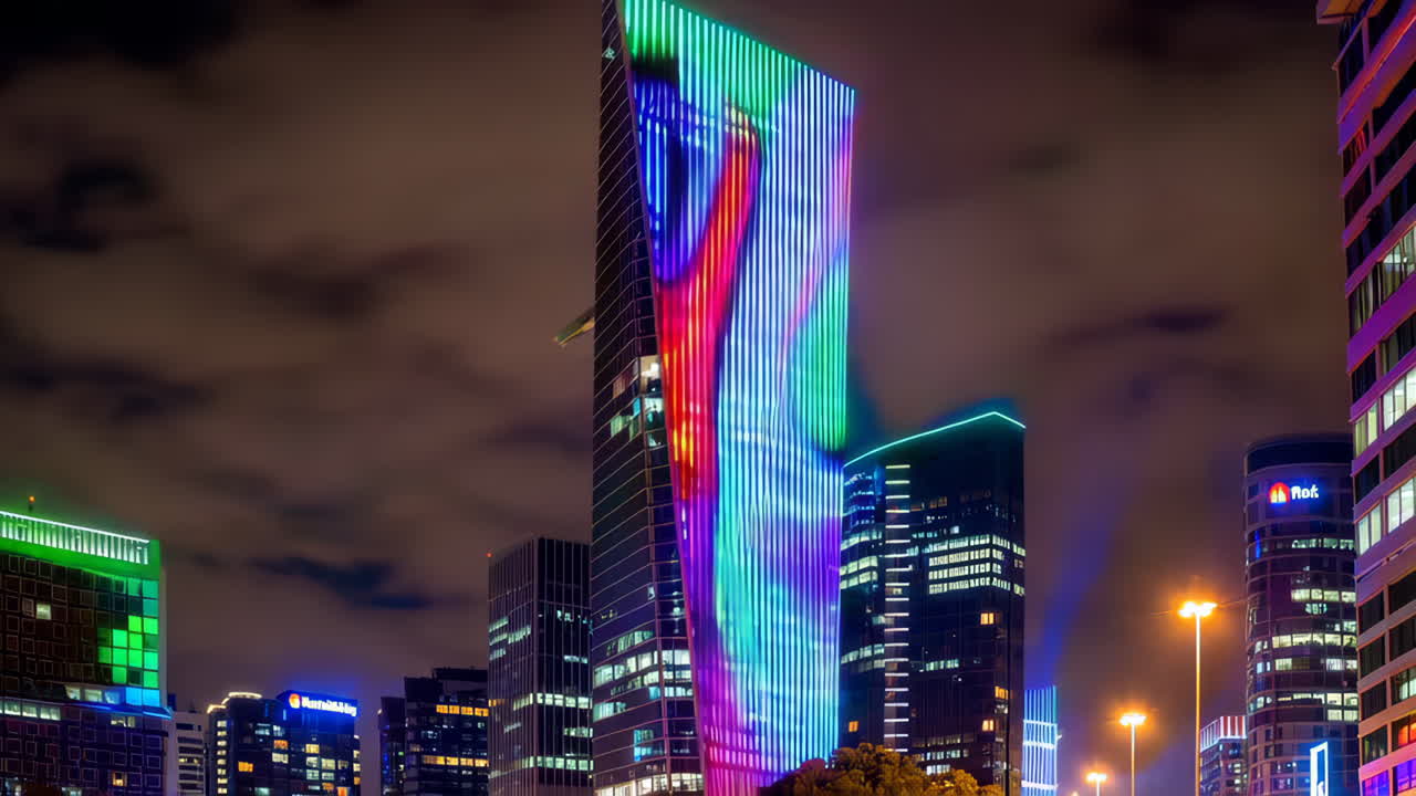 rascacielos iluminados por la noche