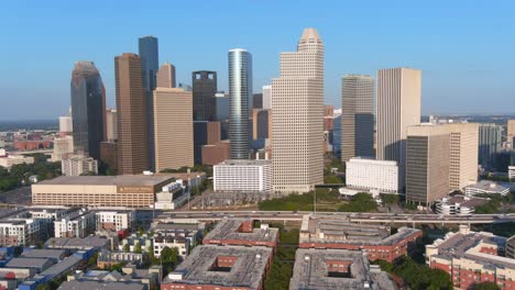 aerial of downtown houston and surrounding area