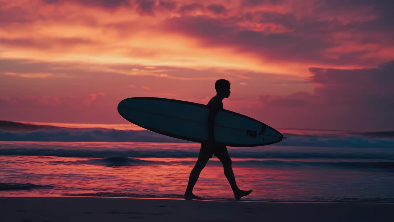 Surfer Silhouette at Sunset