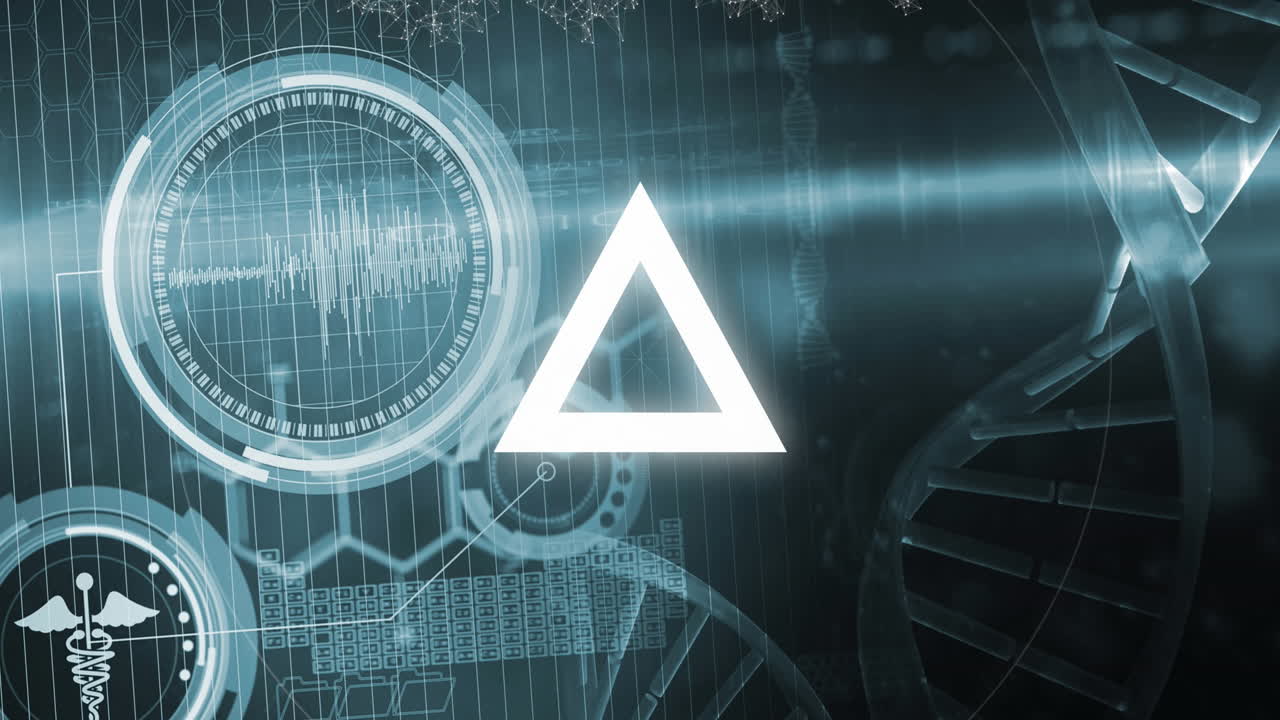 삼각형의 애니메이션과 데이터 처리와 함께 dna  ⁇ 의 회전