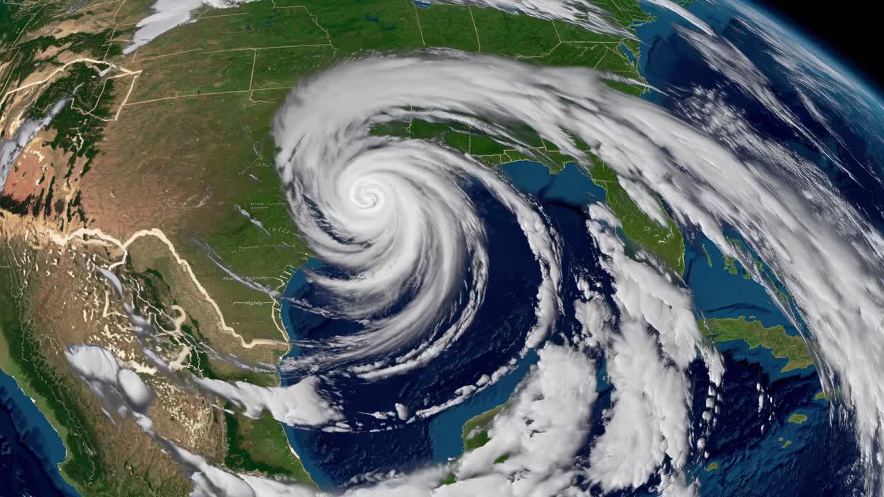 Hurricane Over the Atlantic Ocean