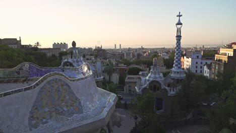 barcelona modern architecture. high view of gaudi park in barcelona