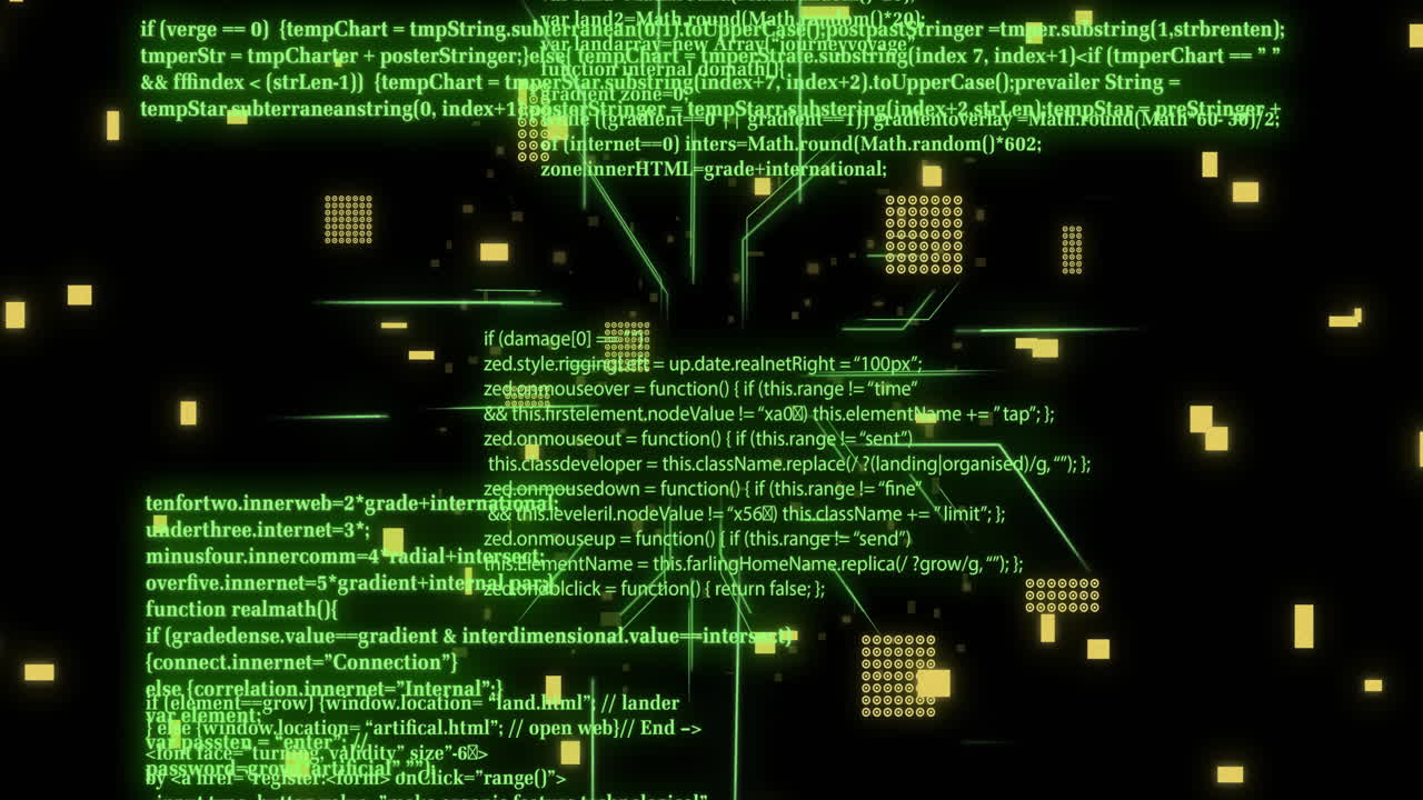 animación de procesamiento de datos verde sobre fondo negro