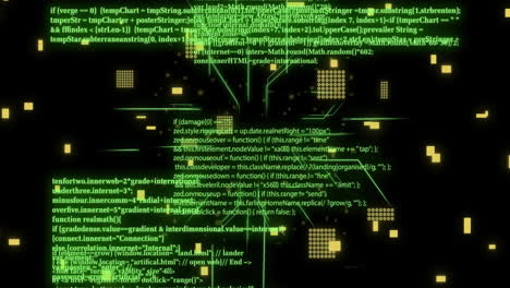 animation of green data processing on black background