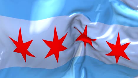 chicago city flag waving in wind slow motion animation . 4k realistic fabric texture flag smooth blowing on a windy day continuous seamless loop background.