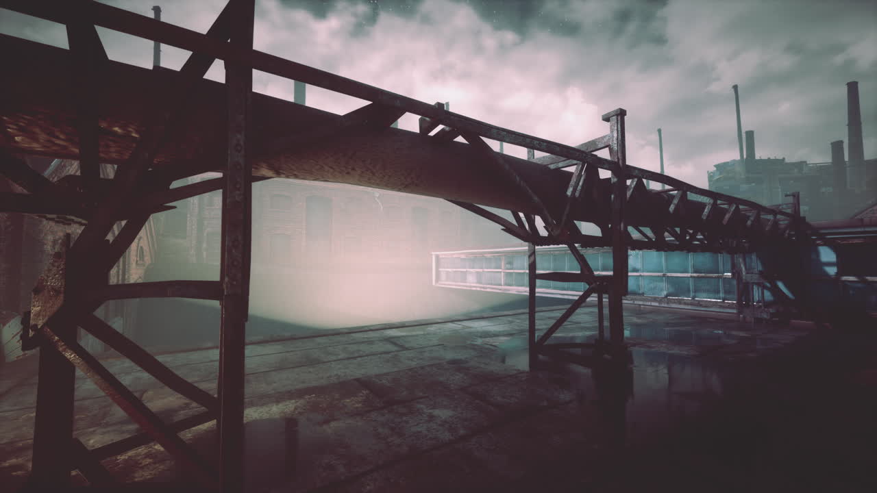 Abandoned Industrial Complex at Night