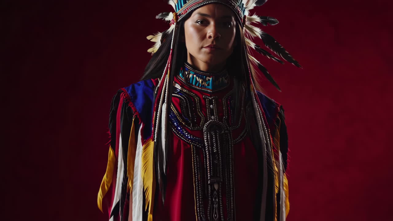 Portrait of an Indigenous Woman in Traditional Attire