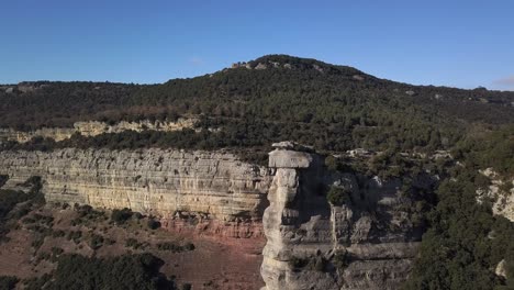 aerial view of steep cliffs over huge precipice, arc shot