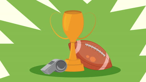 american football trophy and equipment