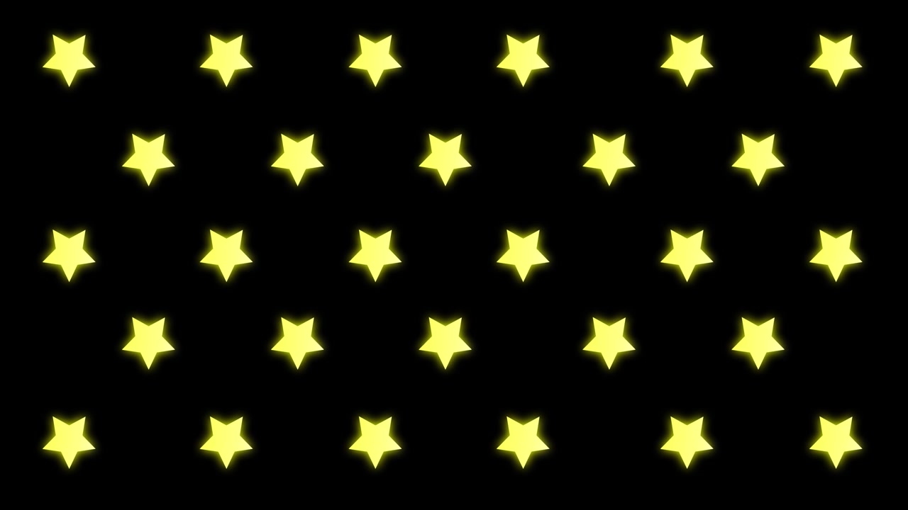 Patrón animado de estrellas amarillas brillantes sobre fondo negro