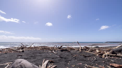 Time-lapse-De-Madera-A-La-Deriva-En-La-Playa