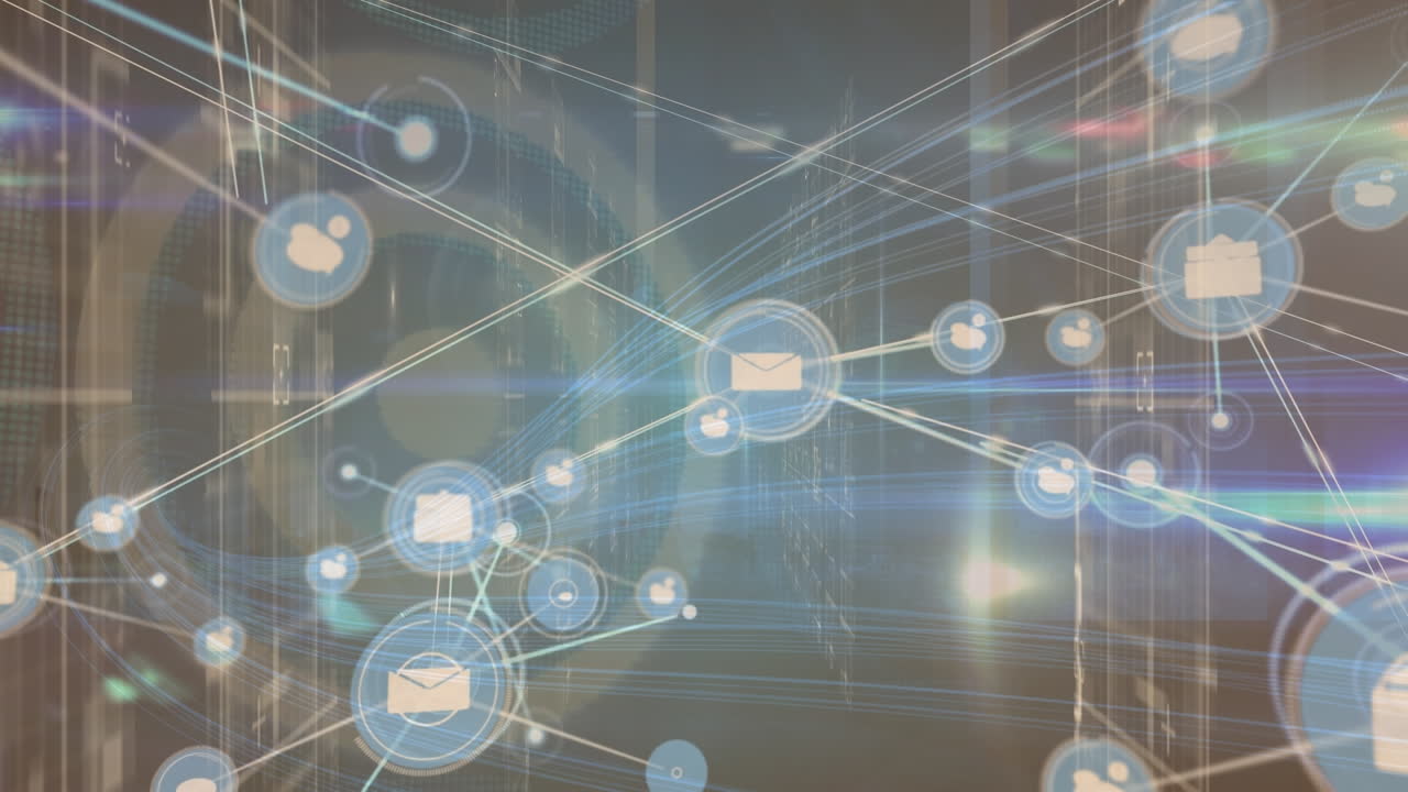 라이트 트레일 위의 아이콘으로 연결 네트워크의 애니메이션