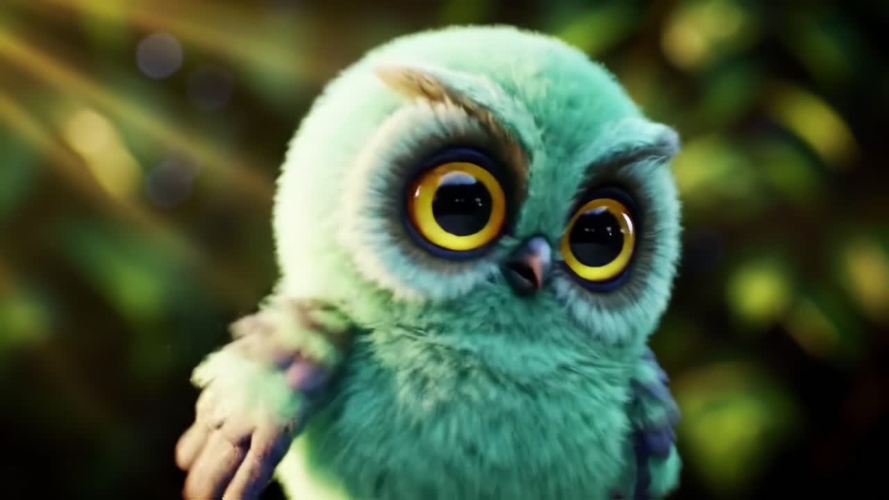 Charming Animated Owl Character Brings Whimsy to Life with Its Big Bright Eyes and Delightful Expressions in a Lush Green Setting Filled with Wonder and Magic