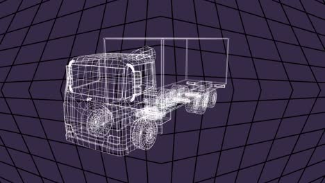 animación de un dibujo de coche 3d girando en la cuadrícula