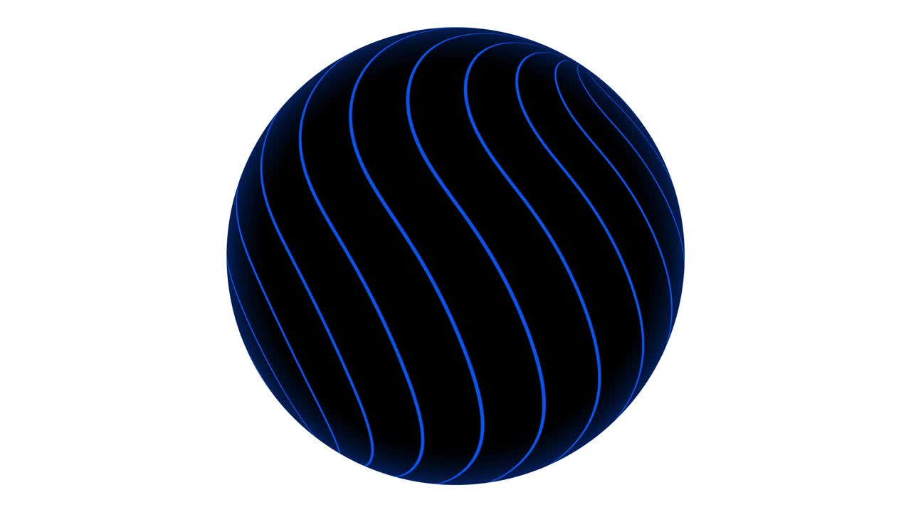구에 있는 줄무 기하학적 선 애니메이션: 색 배경에 움직이는 애니메이션 추상 구.