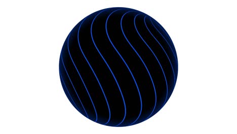 stripy geometric line animation on a sphere. animated abstract sphere moving on white background.
