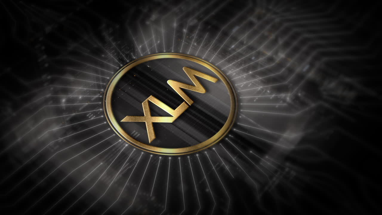 Futuristic digital background highlighting advanced cryptocurrency and encryption technology, featuring blockchain networks and secure cryptographic systems : XLM
