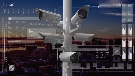 animación del procesamiento de datos con cámara de vigilancia