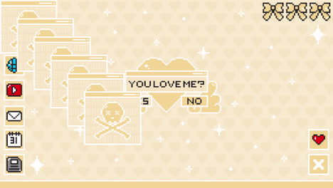 pixel art desktop: love question to error glitch
