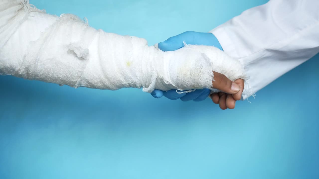 brazo lesionado apoyado por un médico