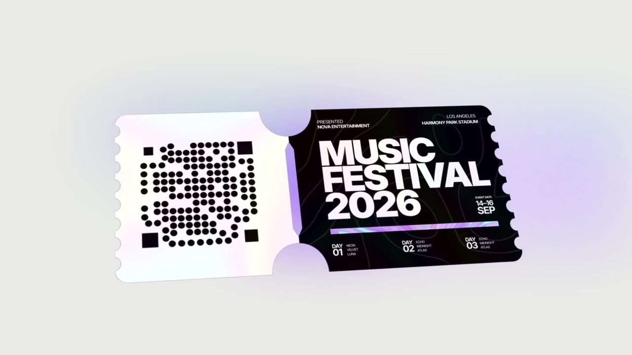 Modern Animated Flip Digital Ticket Mockup