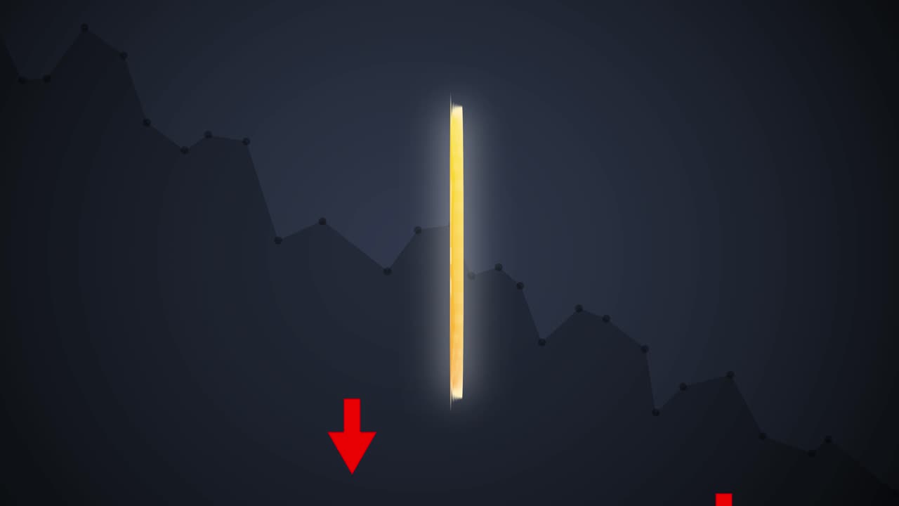 Concept of Japansese money losing value. 3D animation of the Yen coin