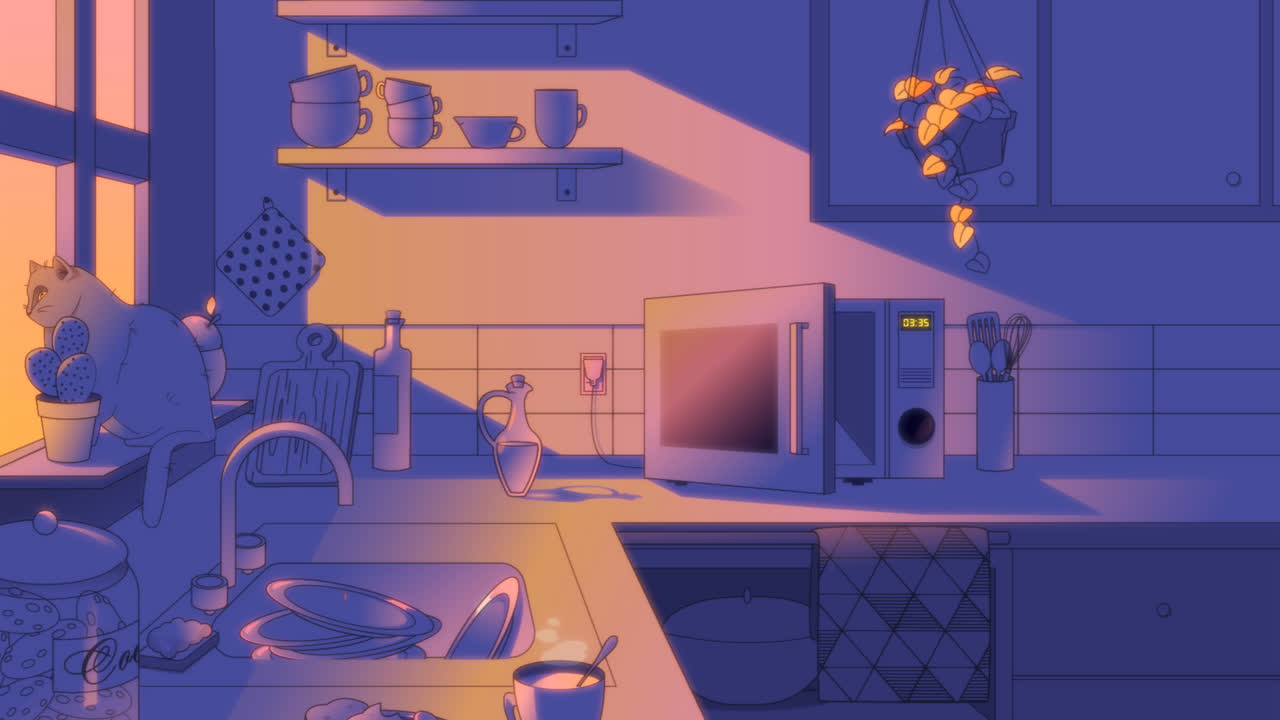 그라디언트 로파이 일러스트레이션의 모션 그래픽