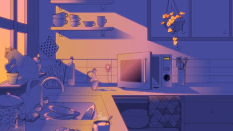 그라디언트 로파이 일러스트레이션의 모션 그래픽