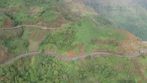 Aerial-footage-of-Gaganbawda-Ghat-in-Kolhapur,-India-\-Western-Ghats,-Road,-Nature,-Travel