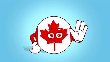icono de dibujos animados bandera de canada parada gesto de la mano con animación de la cara con alfa mate