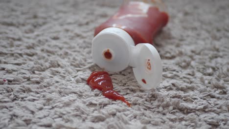 spilled ketchup on the carpet