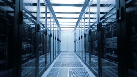 a modern data center interior featuring rows of high-performance servers and advanced technology equipment, emphasizing connectivity and efficiency in a sleek environment