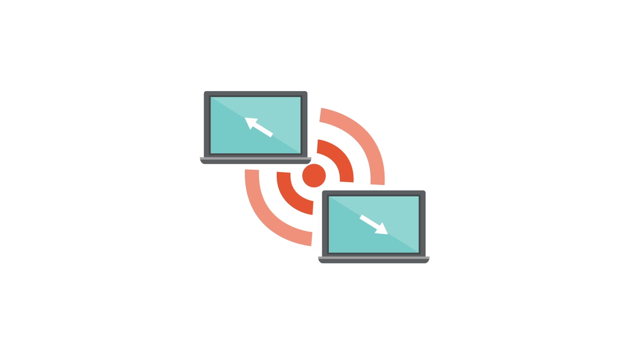 Digital Data Transfer Between Two Laptop Computers Animation
