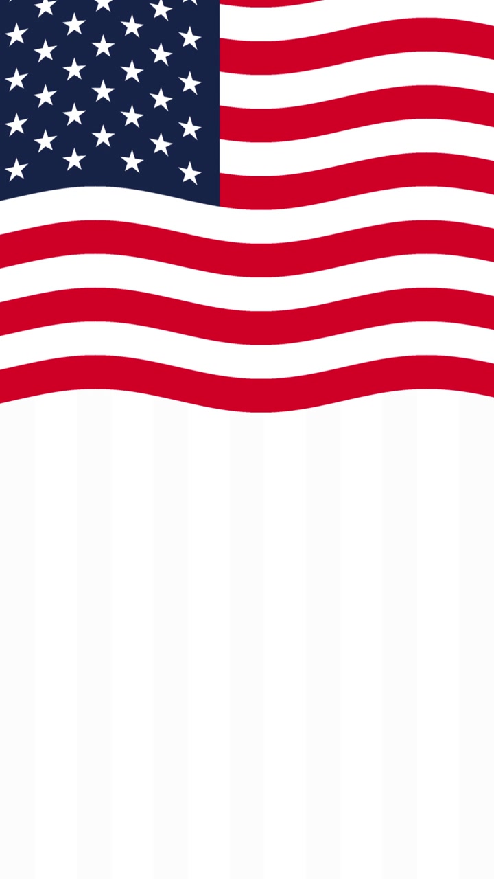 Animert vinkende amerikansk flagg på hvitstripet bakgrunn