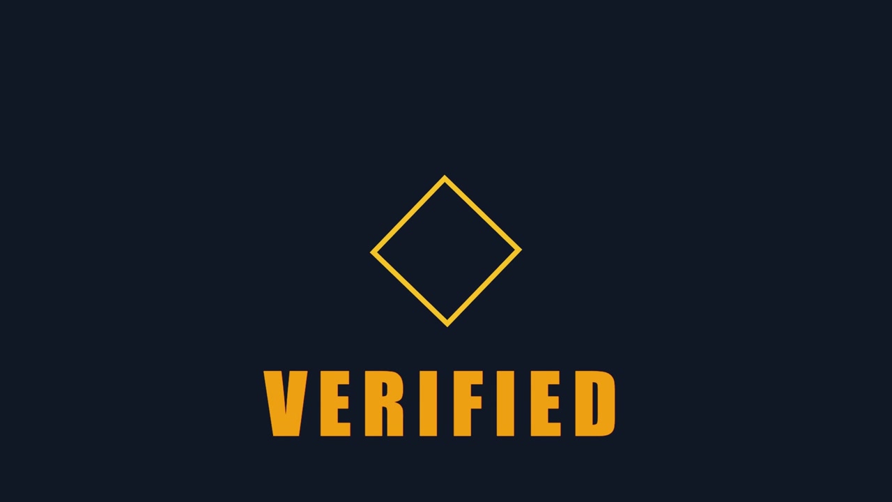 3D render of verified approval badge with rotating geometric outline on dark background creating secure confirmation animation designed for technology visuals and video overlays