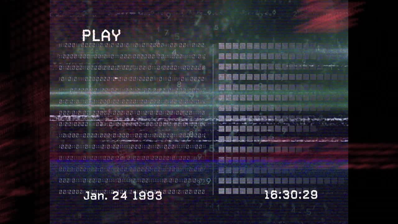 Animation of data processing over black background
