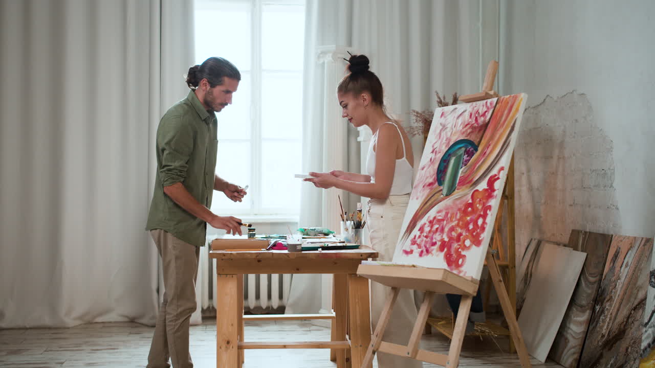 Two people at the art room