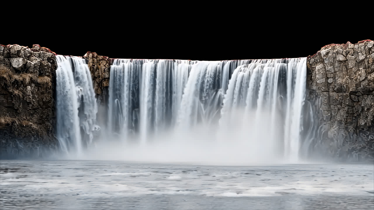 Majestic waterfall cascading animated overlay, transparent 4K video ...