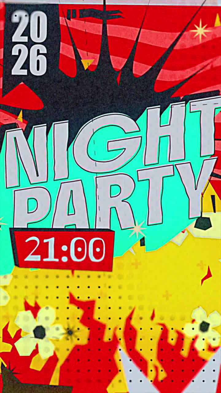 Dynamic Comic Book Style Night Party Invitation