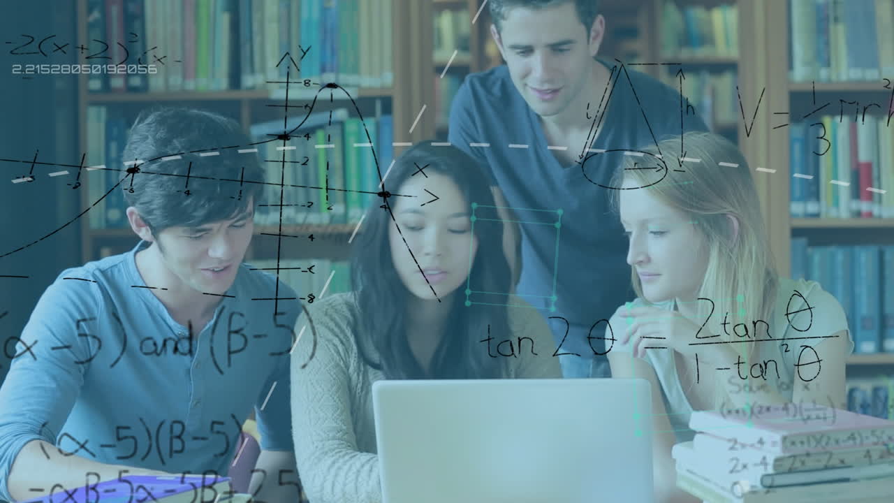 grupo de estudiantes en una biblioteca
