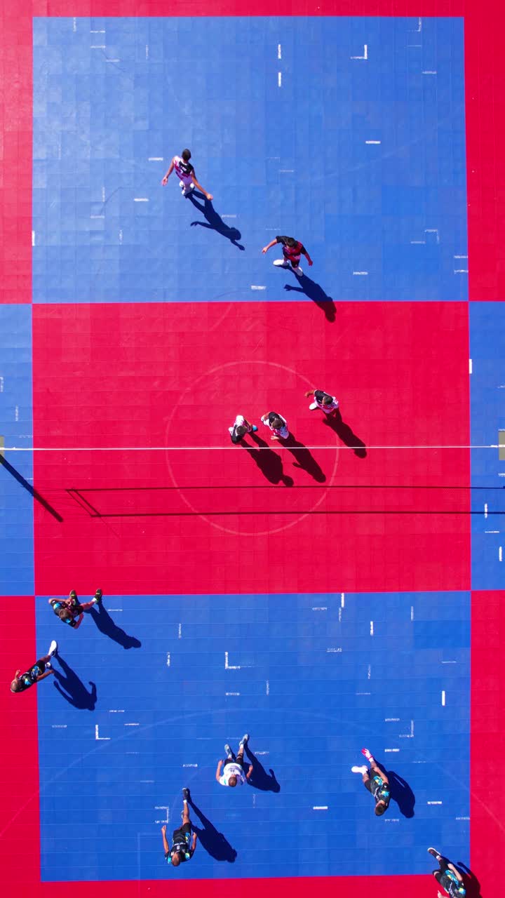 Aerial View of a Basketball or Volleyball Game