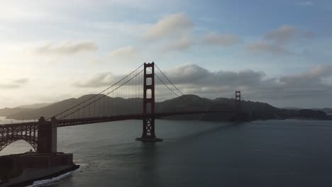 aerial sunset view of the golden gate bridge, the iconic gateway to san francisco, california (usa).